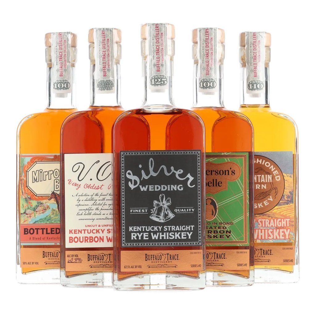 Buffalo Trace Prohibition Whiskey Collection (2023, 5 Bottles, 375 ml)
